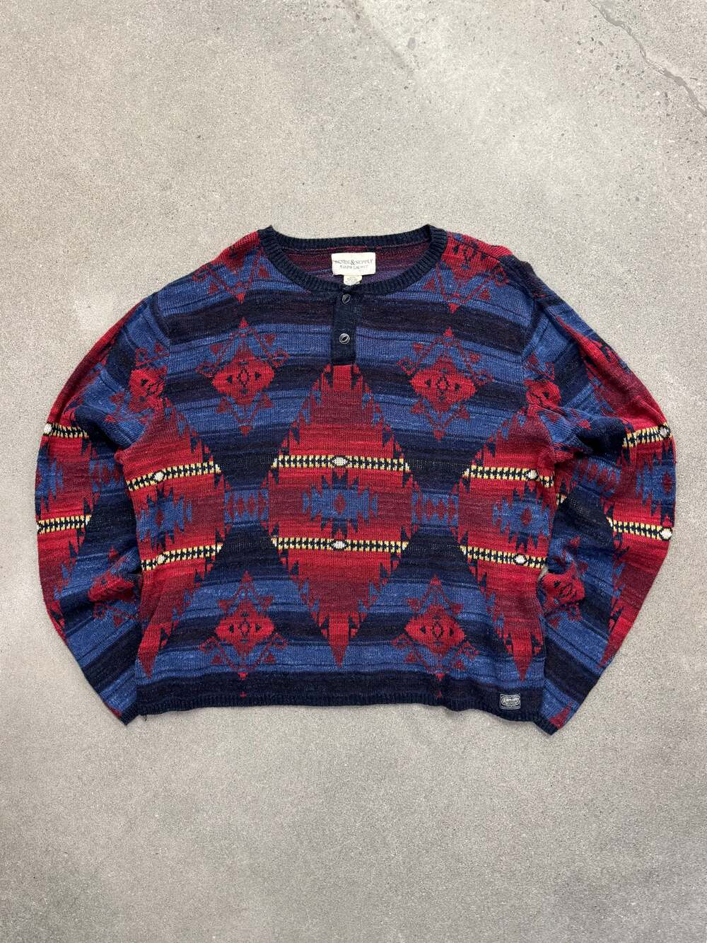 Vintage Denim & Supply Ralph Lauren Southwestern Henley Knit Sweater - L